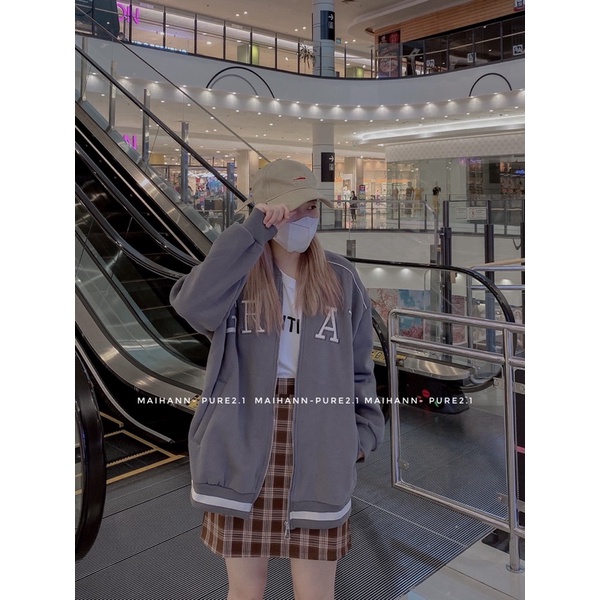 Áo khoác bomber nỉ lót bông chữ GRAY | BigBuy360 - bigbuy360.vn