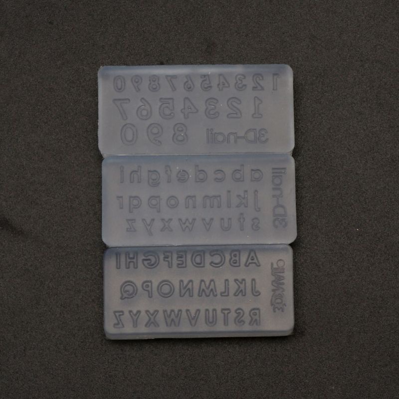 Set 3 khuôn chữ cái chữ số cỡ nhỏ bằng silicon đúc nhựa resin UV trang trí móng nghệ thuật thủ công