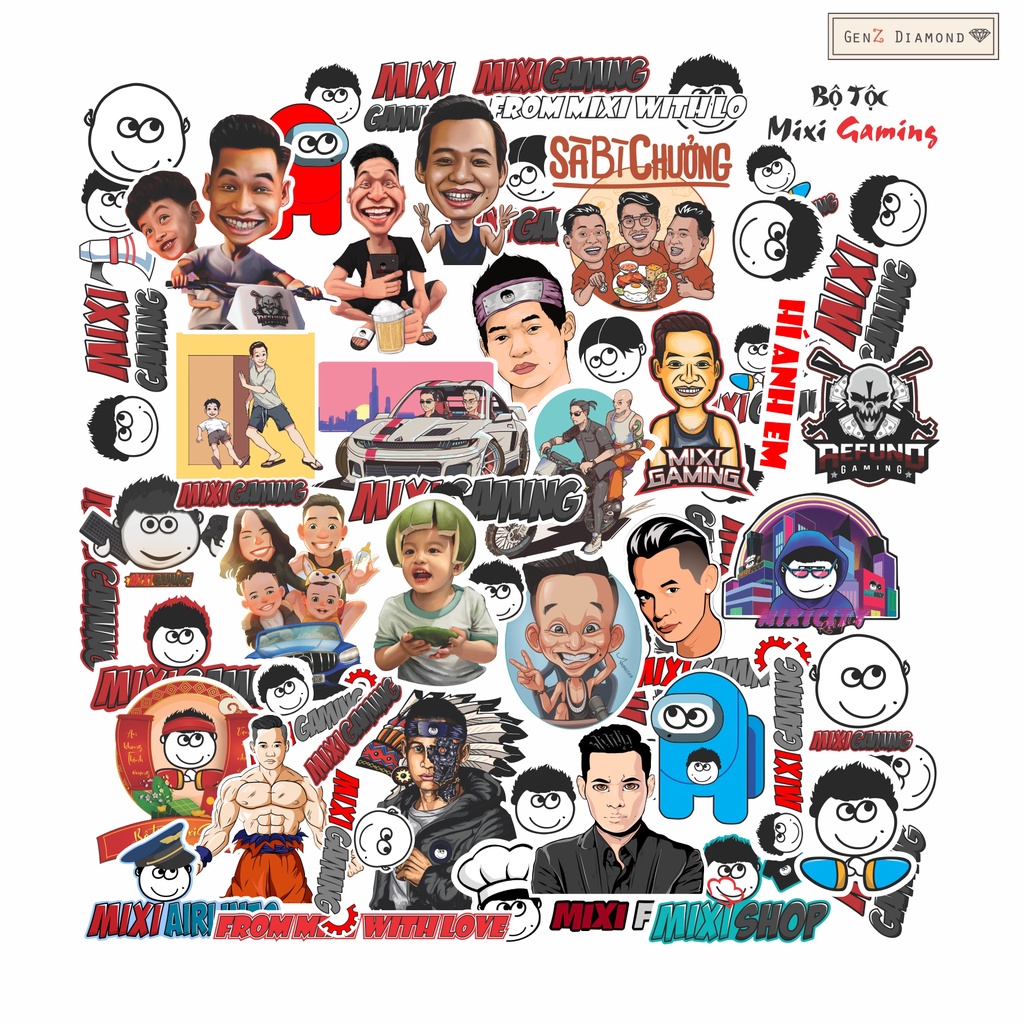 Set Sticker a Độ Mixi,Logo Mixigaming, Team Refund Mới Nhất 2022, Dán Trang Trí Điện Thoại, Laptop, Vali...