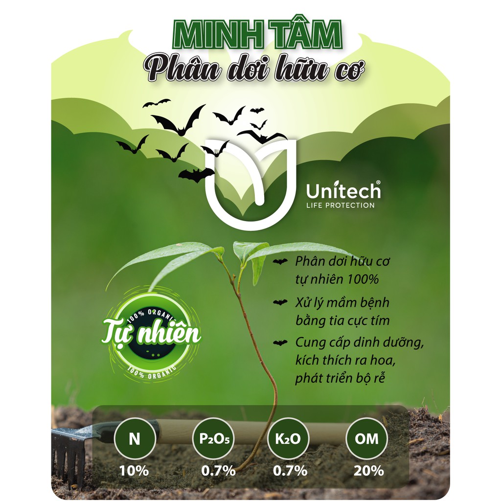 Phân dơi hữu cơ Minh Tâm - dạng túi trà lọc chuyên dụng cho cây cảnh, rau sạch, cây văn phòng
