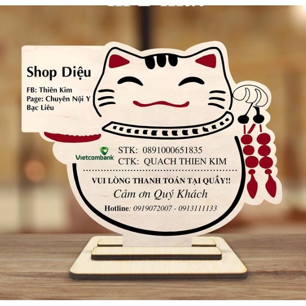 Bảng thông tin tài khoản ngân hàng - Tên shop, mã QR thanh toán, chuyển khoản thiết kế theo yêu cầu