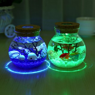 Bể cá cảnh giả hình tròn để bàn có đèn led