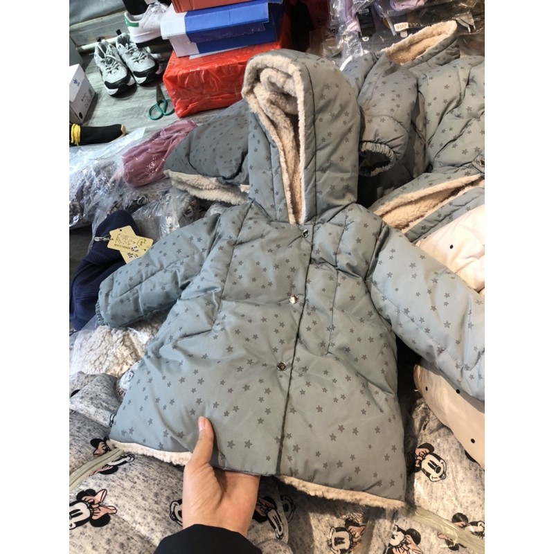 Áo phao z.a-r.a chấm bi lót lông