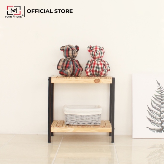 Kệ gỗ trang trí đa năng 2 tầng chân sắt tĩnh điện size 50 cm thương hiệu MW FURNITURE - Nội thất trang trí