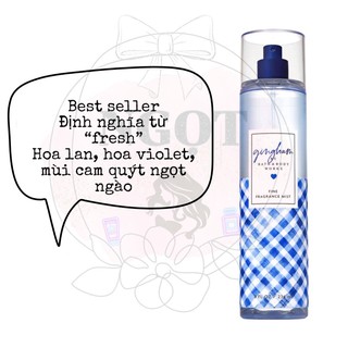 Bodymist / xịt thơm cơ thể Gingham Bath and Body Works full size 236ml