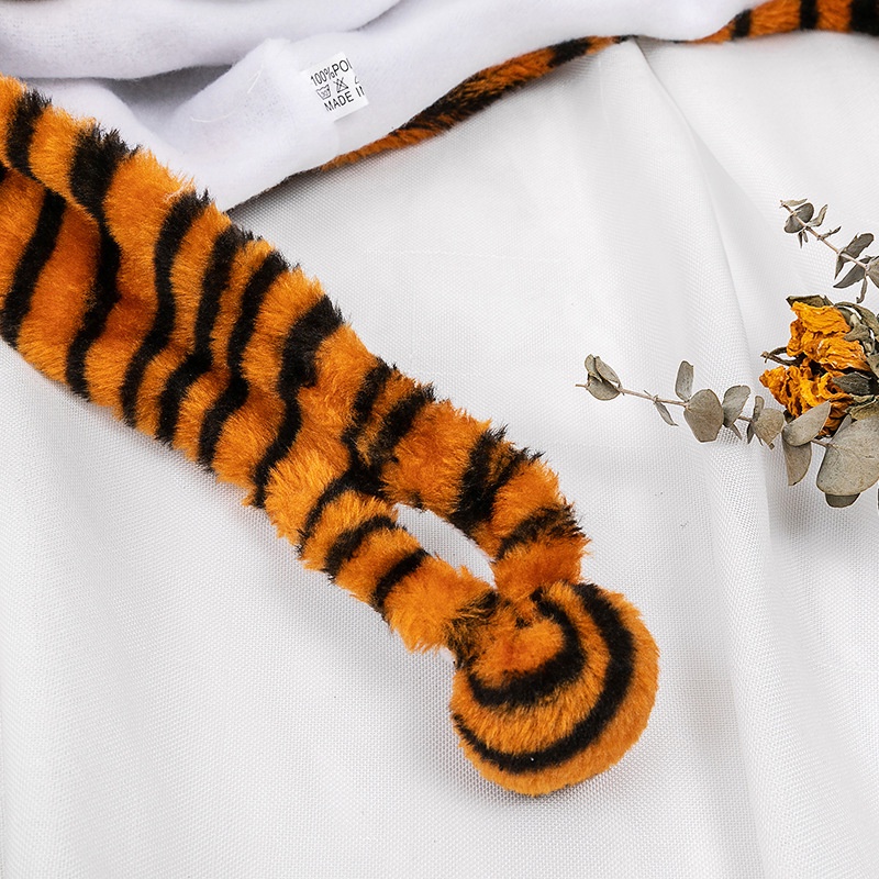 Mũ Trùm Đầu Hình Con Hổ Hoạt Hình Bằng Lông Nhung Dành Cho Trẻ Em Và Người Lớn