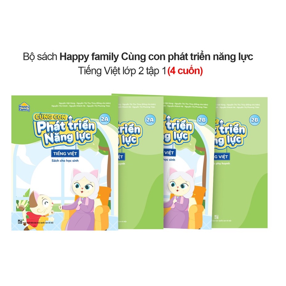 Sách Combo 4 Cuốn Happy Family Cùng Con Phát Triển Năng Lực Tiếng Việt Lớp 2 (Tập 2A - 2B)