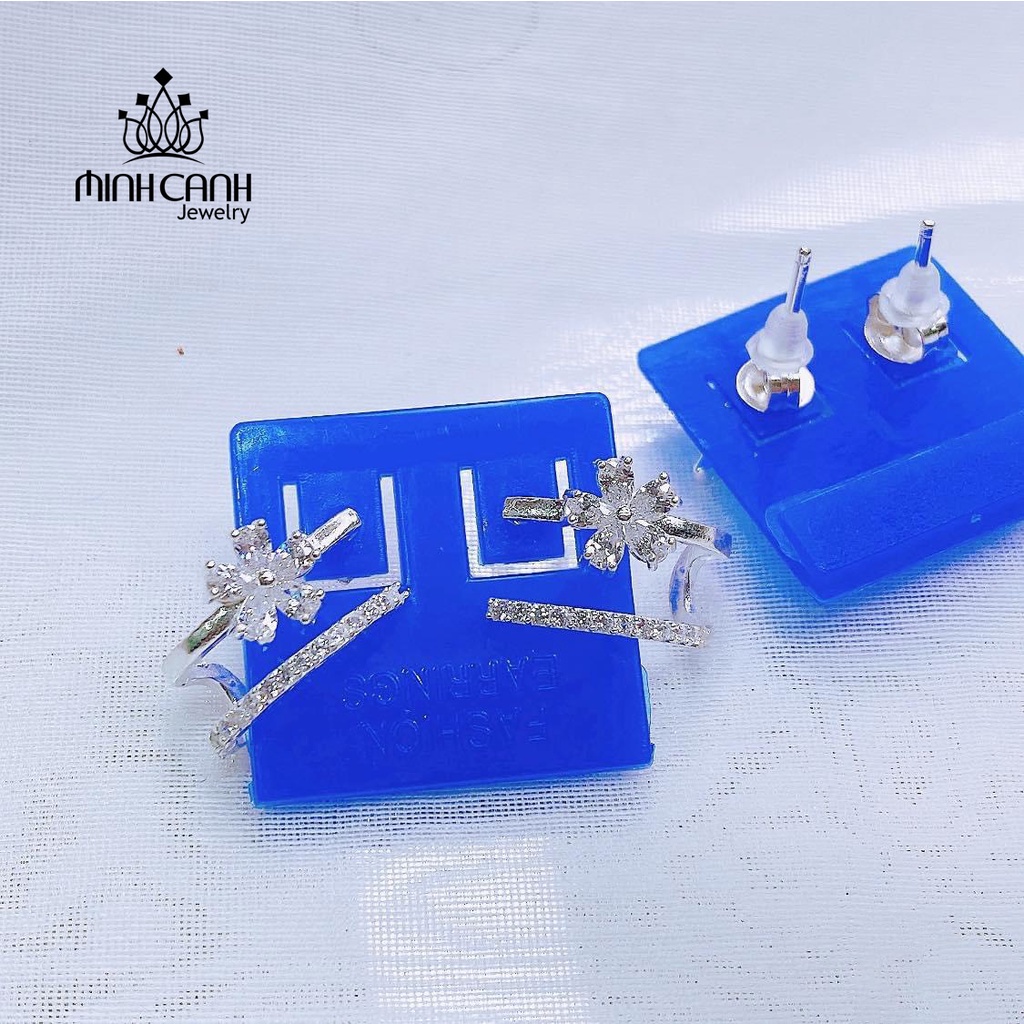 Bông Tai Bạc Thanh Đôi Đính Hoa Minh Canh Jewelry