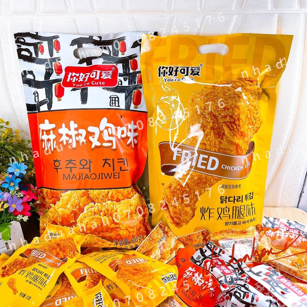 HOT- Một gói bimbim/ snack đùi gà rán gói to khổng lồ 500gam Fried Hongkong (gồm 20 gói nhỏ bên trong)