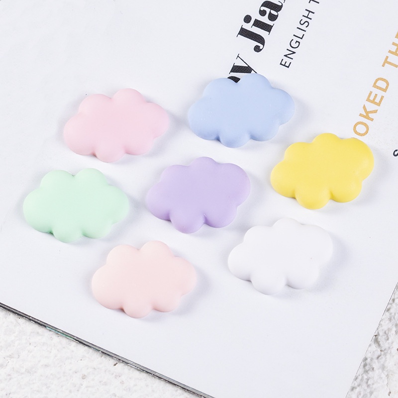 Bộ 20 phụ kiện làm đồ thủ công hình đám mây lưng phẳng màu trơn bằng chất liệu nhựa resin