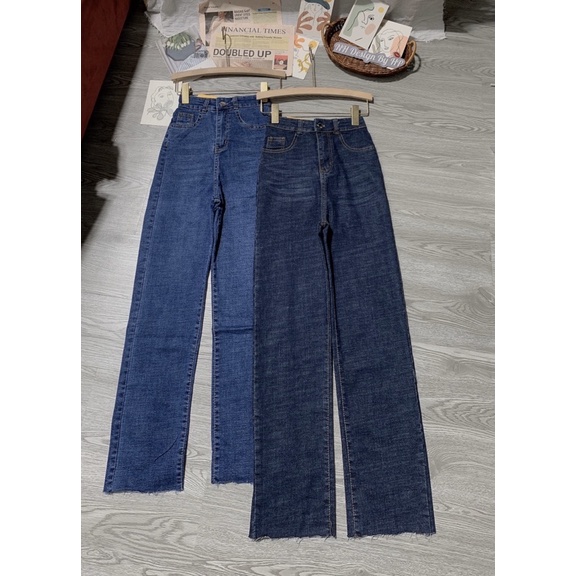 Quần jeans suông ống đứng mẫu trơn basic