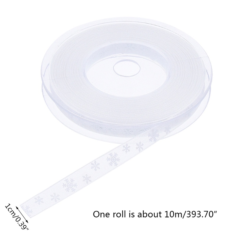 Cuộn Dây Ruy Băng Polyester Họa Tiết Bông Tuyết Giáng Sinh DIY