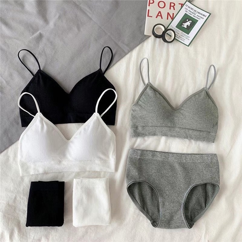 Áo Ngực Nữ Quần Lót Cotton - Bộ Đồ Lót Nữ Không Gọng Đệm Mỏng Freesize  AMYBRA B3211