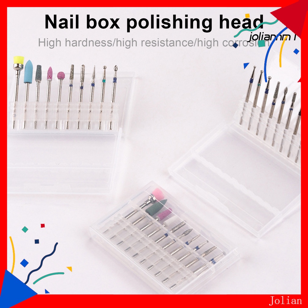 Bộ 10 đầu mài đánh bóng móng tay bằng thép vonfram bền bỉ chống va chạm