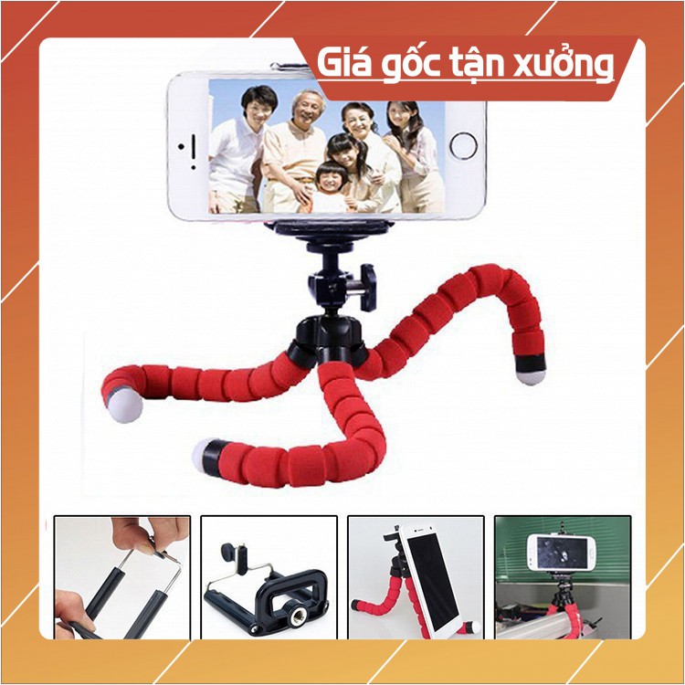 Tripod Bạch Tuộc 3 Chân Để Điện Thoại Để Bàn, Cầm Tay, Tặng Kèm Kẹp Điện Thoại