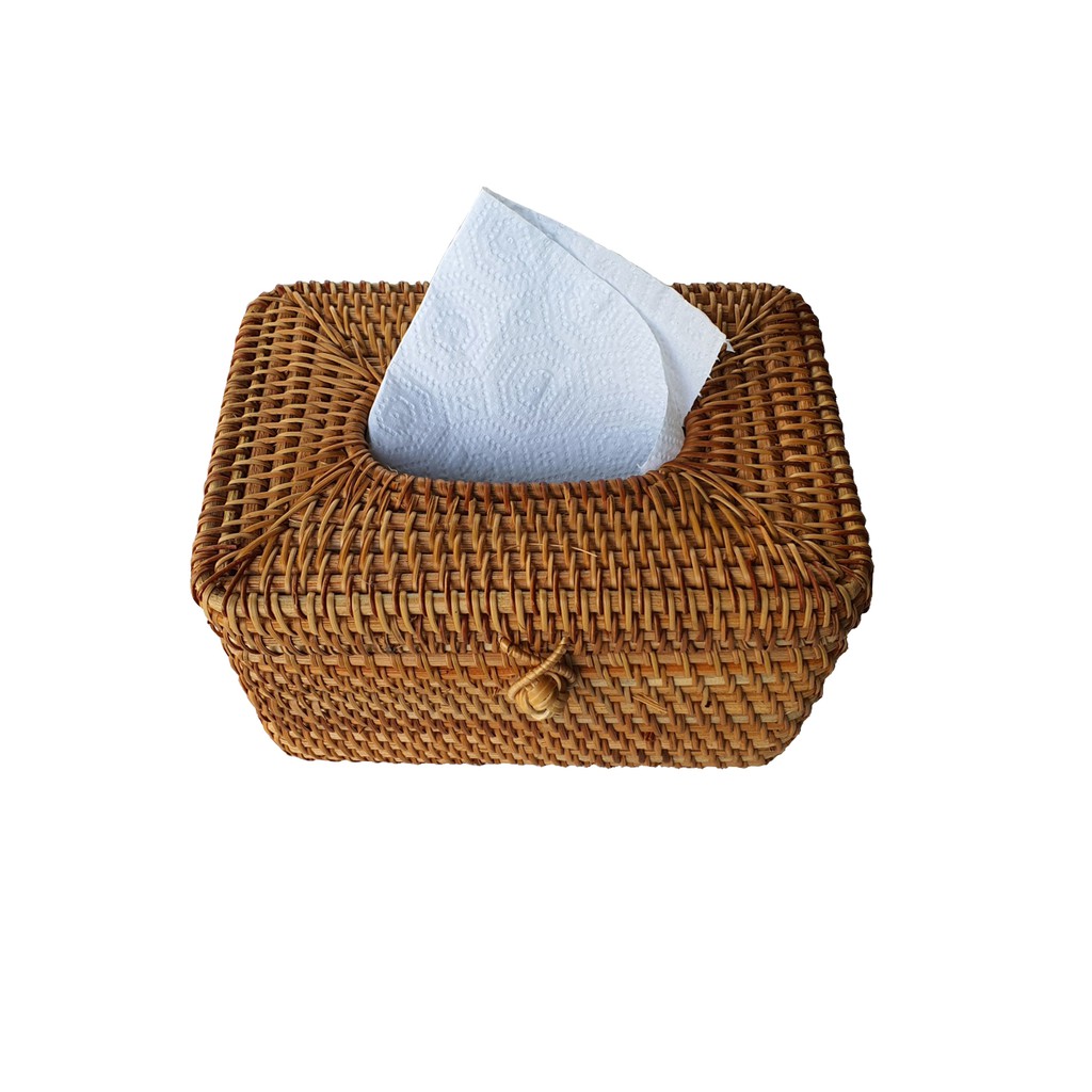 Hộp đựng giấy ăn Ankinte bằng mây đan thủ công - Tròn/ Chữ nhật