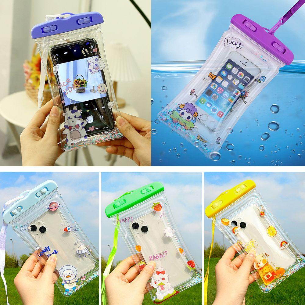 Túi Đựng Điện Thoại Trong Suốt Chống Thấm Nước Họa Tiết Hoạt Hình Kèm Dây Đeo