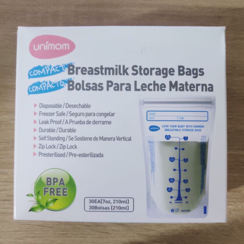 [Mã 267FMCGSALE giảm 8% đơn 500K] Hộp 30 túi trữ sữa unimom compact 210ml, túi đựng sữa mẹ, túi trữ sữa Hàn Quốc