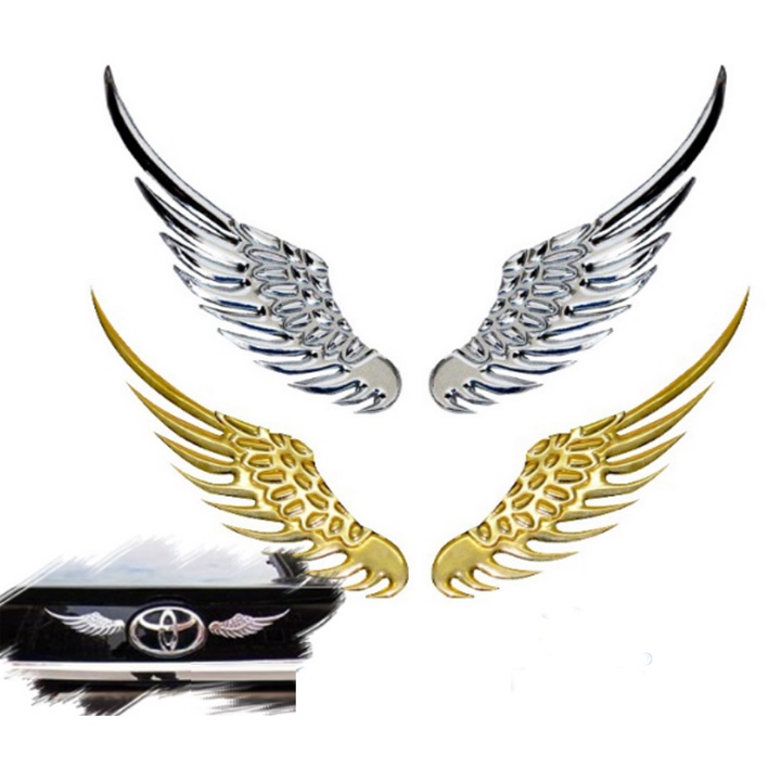 Đôi cánh thiên thần, biểu tượng cánh chim trang trí logo xe ô tô 2 màu bạc,vàng