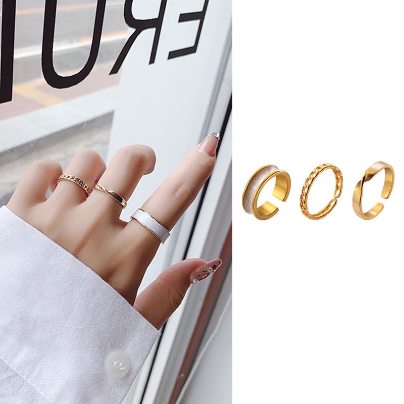 Bộ 3 nhẫn hở thiết kế đơn giản trẻ trung thời trang cho nữ