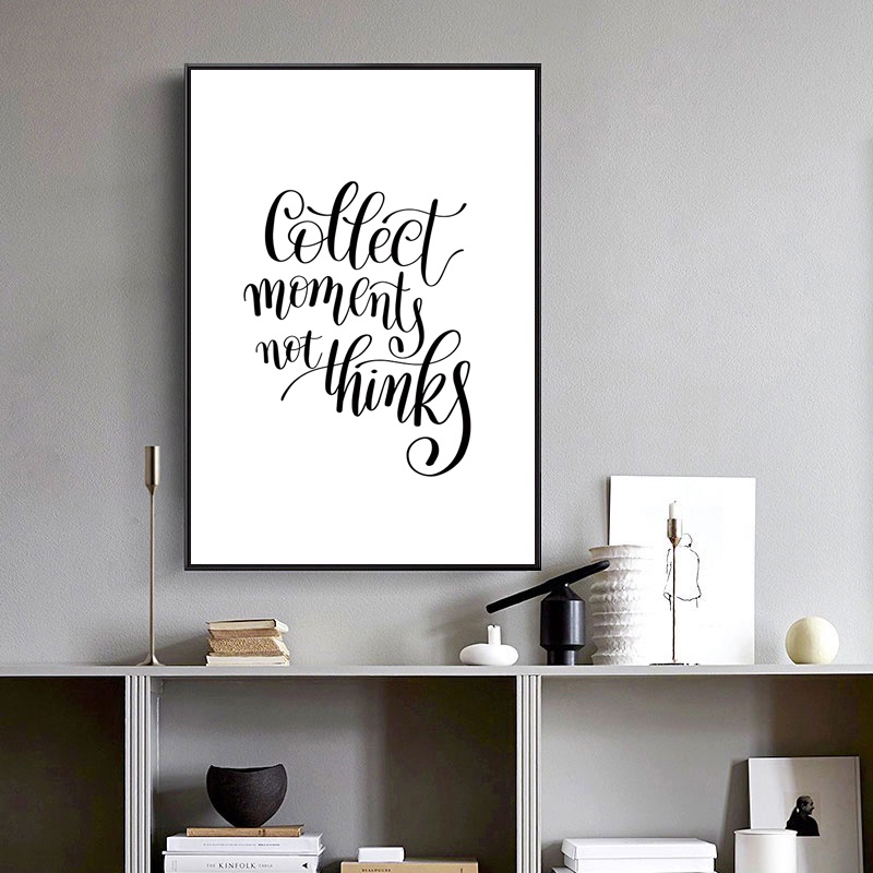 Tranh Vải Treo Tường In Câu Trích Dẫn Cảm Hứng Màu Trắng Đen Trang Trí Phòng Khách / Phòng Ngủ