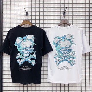 Áo thun oversize unisex THAW trắng đen form rộng tay lỡ streetwear dành cho nam nữ 2022