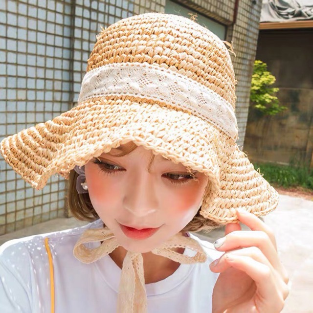 Mũ Cói Nón Cói Mềm Nơ Ren Siêu Dài [loại ren dài sẽ đắt hơn ren ngắn]