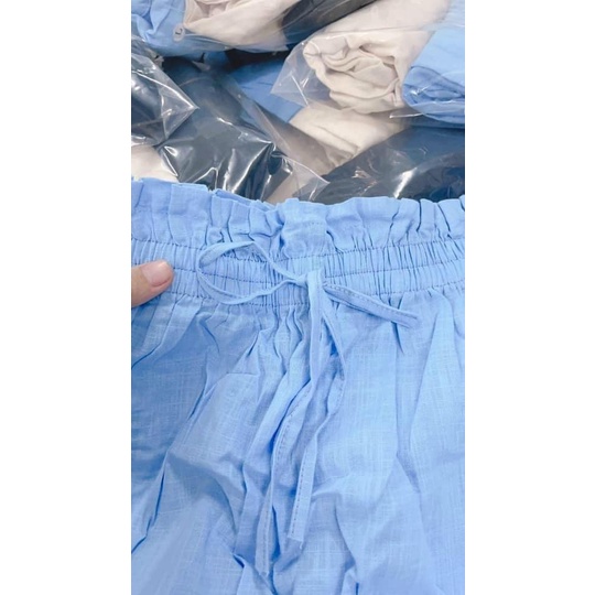 [Mã FAMARAL1 giảm 10K đơn 50K] Quần short đùi nữ vải đũi ống rộng thời trang LADYA STORE