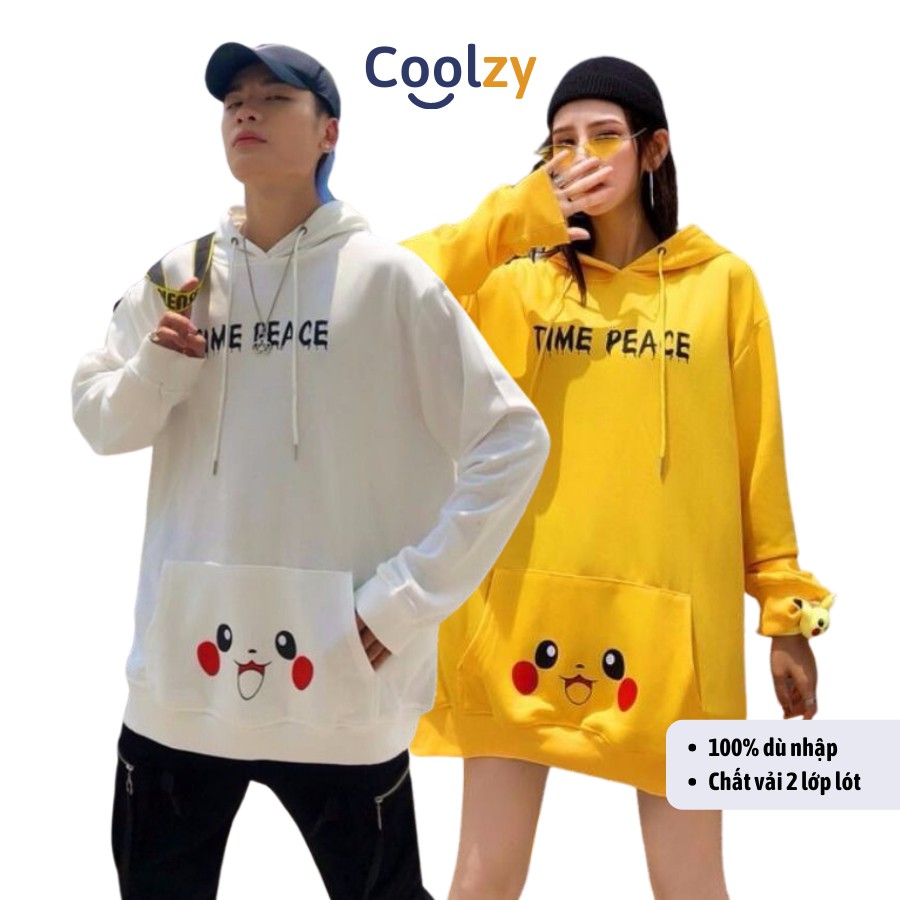 Áo Hoodie ❤️ Áo khoác nỉ unisex HÌNH PIKACHU TIME PEACE, form unisex nam nữ trẻ trung