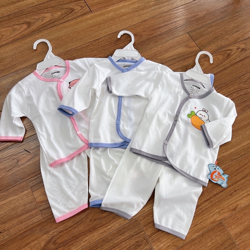Bộ quần áo sơ sinh dài tay cotton organic hiệu Cún Con