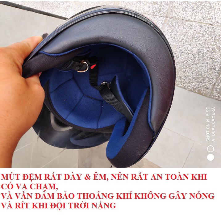 Mũ Bảo Hiểm Moto - Mũ Bảo Hiểm Có Kính Trùm Đầu Tặng Kèm 1Tai Nghe Bluetooth ss530