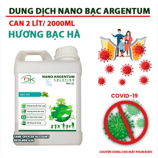 CAN 2 LÍT Dung dịch NANO bạc Argentum chuyên dùng cho máy phun khói, khử khuẩn ô tô , văn phòng, nhà cửa