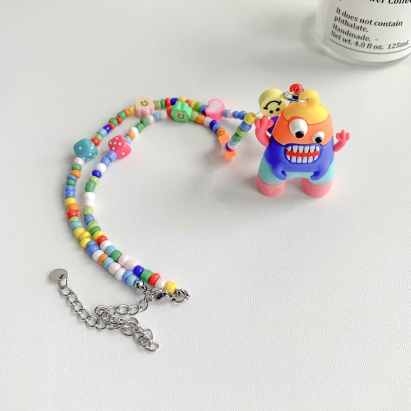 Vòng cổ Mặt Quái Vật Hoạt Hình Màu Cầu Vồng Phong Cách Hàn Quốc