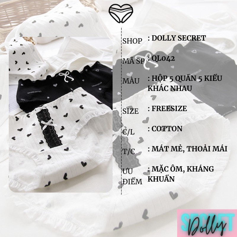 Set quần lót nữ dễ thương len tăm cotton thun lạnh kháng khuẩn quà tặng ý nghĩa DOLLYSECRET QL042 | BigBuy360 - bigbuy360.vn