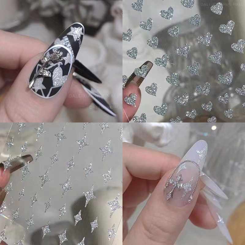 Sticker nhũ Dán Trang Trí Móng Tay nail ( lẻ 1 tấm)