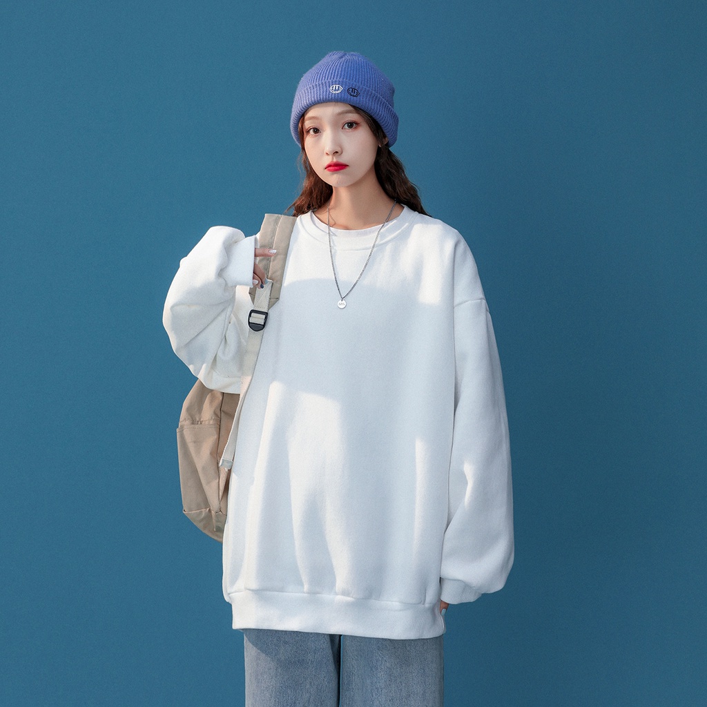 Áo Sweater IFNICEFUTURE S-3XL Tay Dài Cổ Tròn Dáng Rộng Màu Trơn Hợp Thời Trang Dễ Phối Đồ Thường Ngày