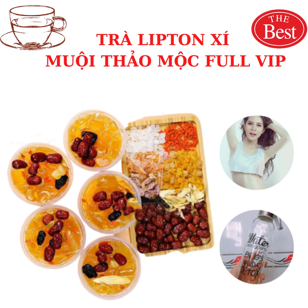 Trà LIPTON thảo mộc 10 vị full vip - Hộp 20 gói tặng bình thủy tinh 500ml