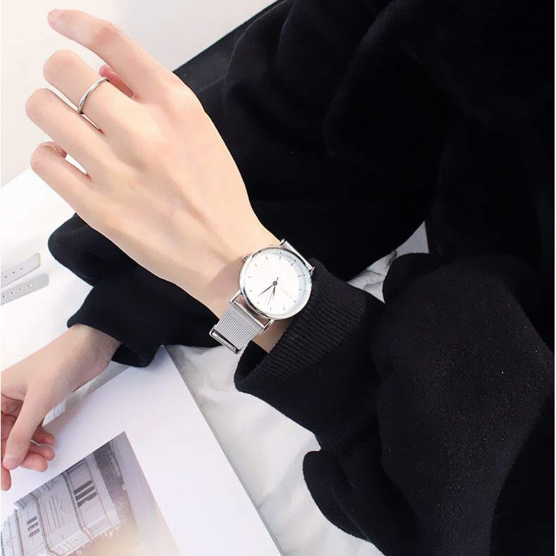 Đồng hồ thời trang nam nữ lưới cặp Womage M03