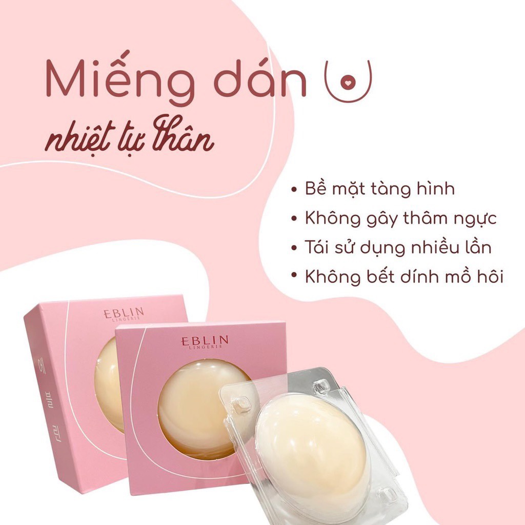 Miếng dán ngực nhiệt tự thân silicon Eblin không keo siêu mỏng ôm sát - Epi cosmetics