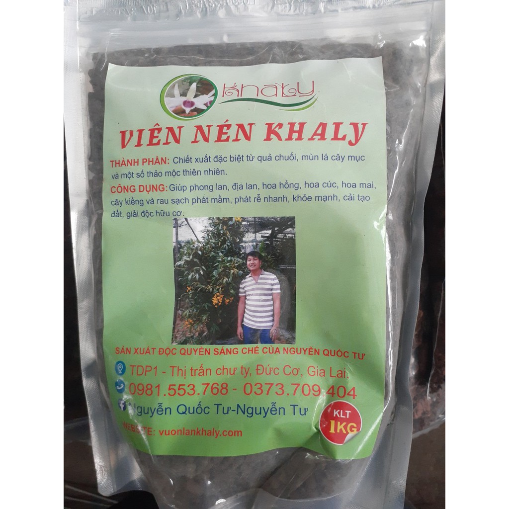 Phân bón hữu cơ vi sinh dạng viên nén Khaly túi 1kg tốt cho mọi cây trồng