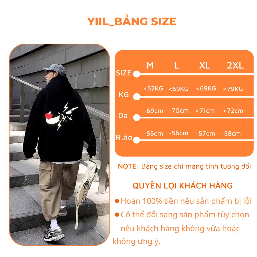 Áo hoodie nam nữ  phản quang form rộng tay bồng phong cách hàn quốc áo hoodie nỉ bông form rộng cực đẹp YiiL HD06