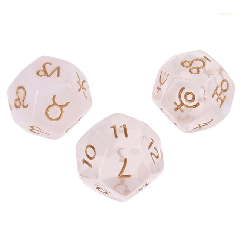 QQ Bộ 3 Xúc Xắc 12 Mặt Hai Màu Dùng Chơi Game Divination