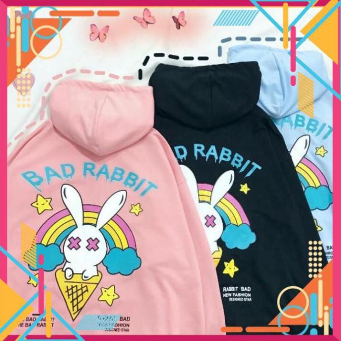[Mặc là Auto Sang] Áo Khoác Nỉ - Áo Hoodie hình  thỏ BAD RABBIT có dây kéo zip , Hoodie Nỉ unisex AD | BigBuy360 - bigbuy360.vn
