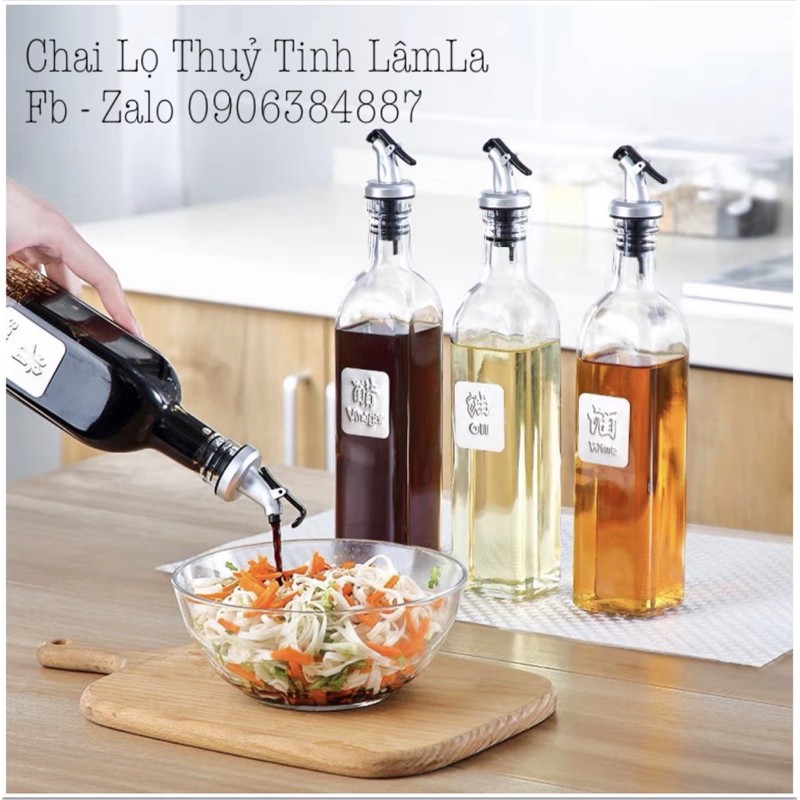 Chai Thuỷ Tinh Kèm Vòi Rót Dầu 500ml | Sử Dụng Rót Dầu , Nước Mắm , Gia Vị ,Tiện Lợi Dễ Sử Dụng