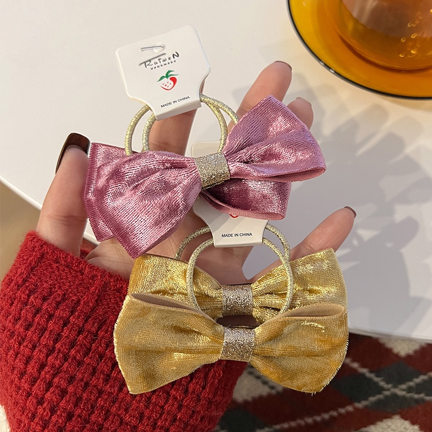 Set 2 dây buộc tóc co giãn thắt nơ đơn giản cho nữ