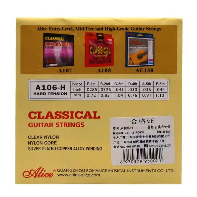 Bộ 6 Dây Nilon Guitar Classic Alice A106 Chính Hãng