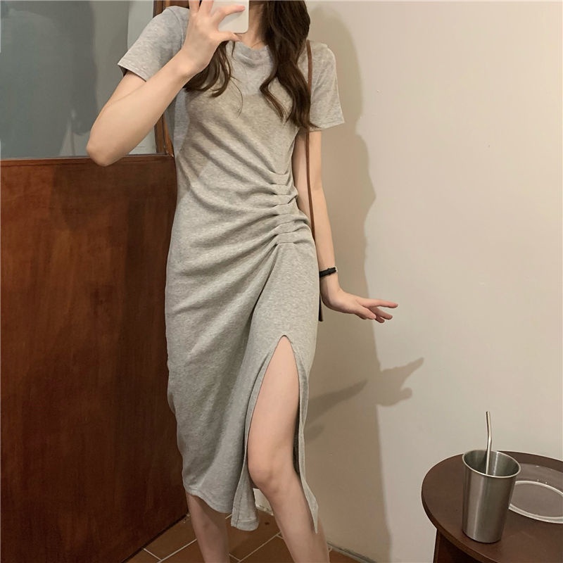 Đầm Thun Tay Ngắn Thiết Kế Xẻ Quyến Rũ  tao bao
