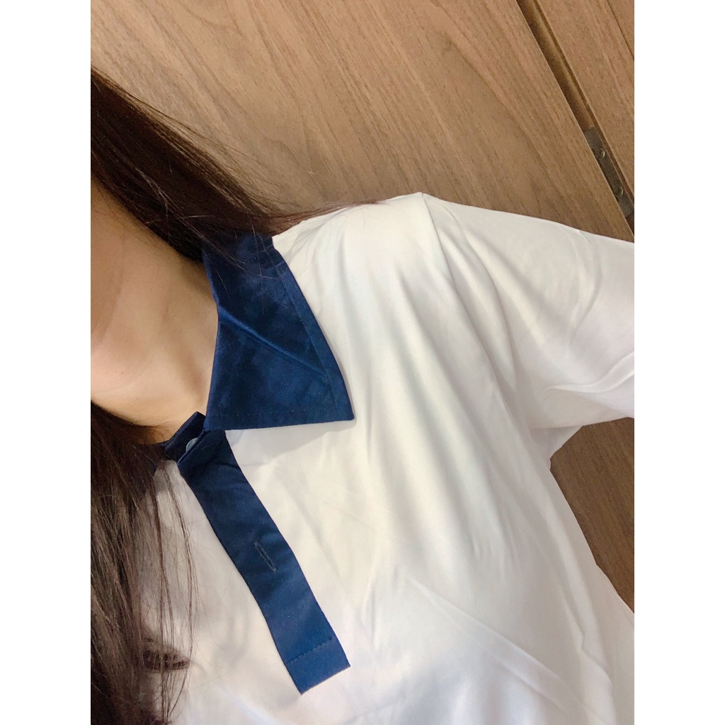Áo thun👕 trơn cổ bẻ xanh than cộc tay
