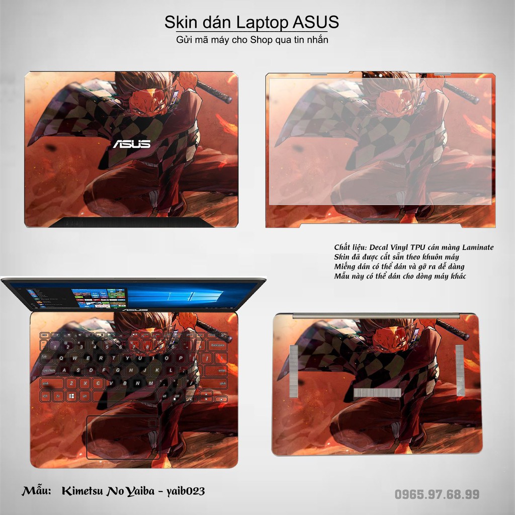 Skin dán Laptop Asus in hình Kimetsu No Yaiba (inbox mã máy cho Shop)