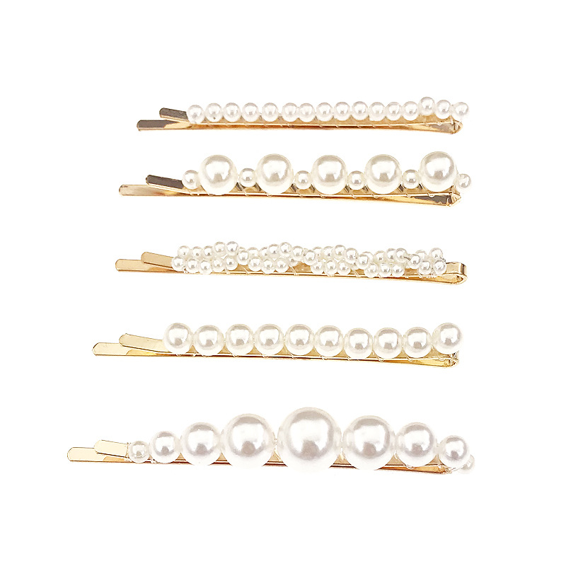 Set 5 Kẹp Tóc Ngọc Trai Đơn Giản Thời Trang Cho Nữ
